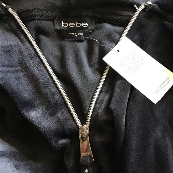 SOLD - Bebe Black Velour Hoodie - XL - NWT - Picture 9 of 12